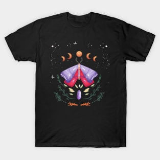 Moth of the Blue Moon | Luna Moth Art | colorful fantasy moth and moon illustration T-Shirt